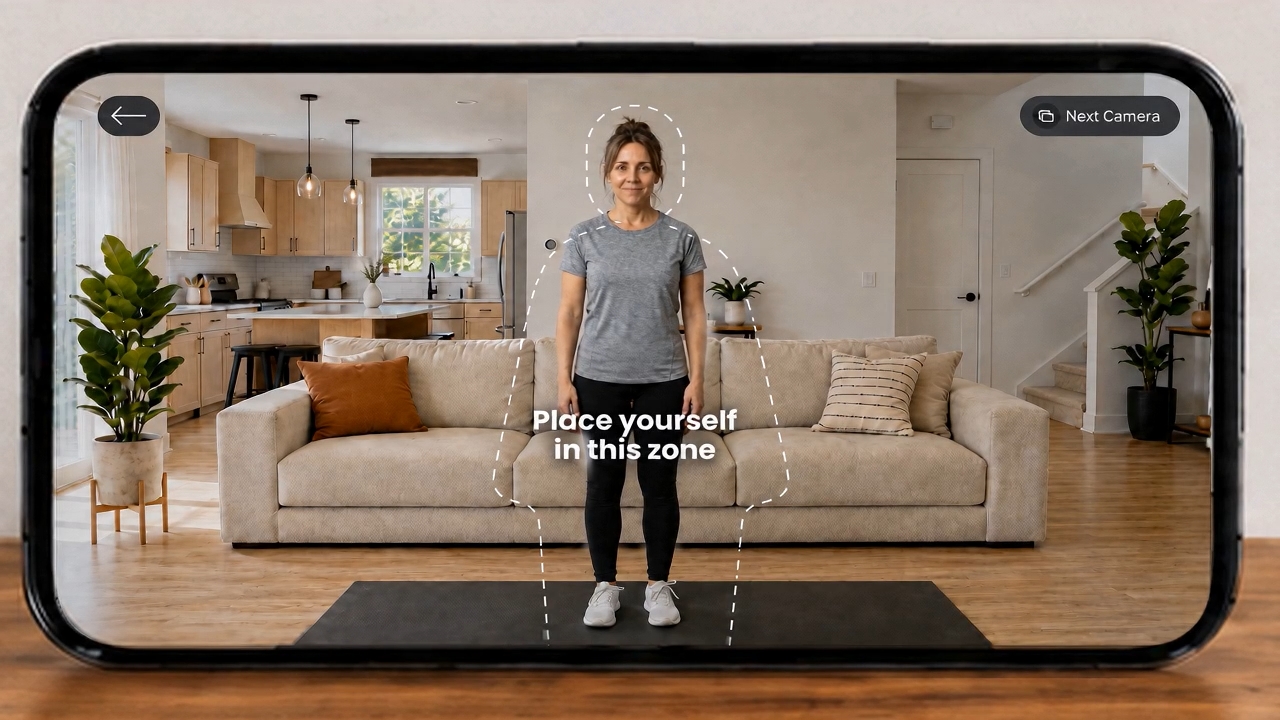 Actual eXRcise screen: stand in front of the camera for calibration