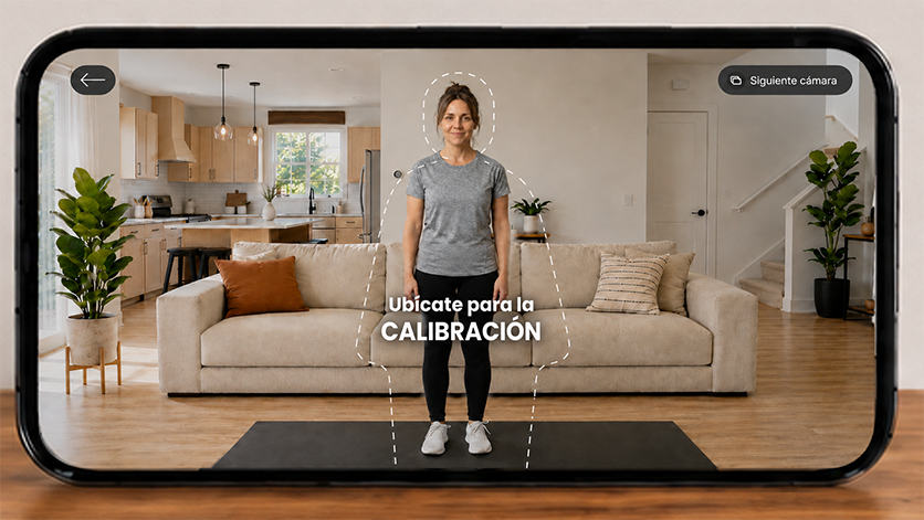 Pantalla real de eXRcise: colócate frente a la cámara para la calibración