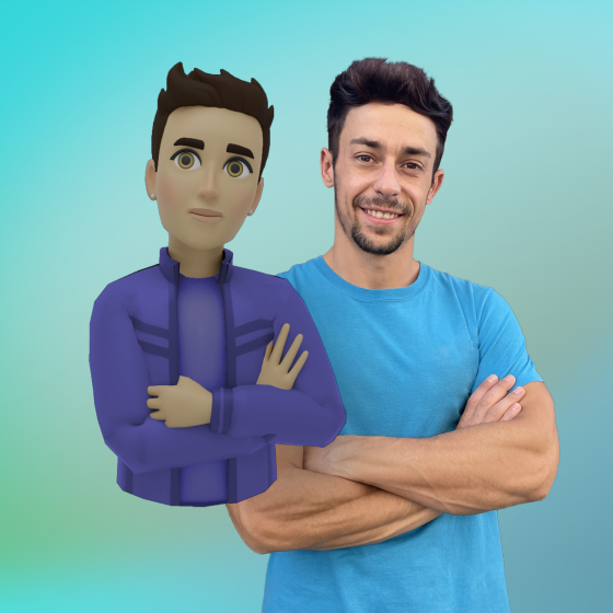 Entrenador profesional junto a su avatar de eXRcise